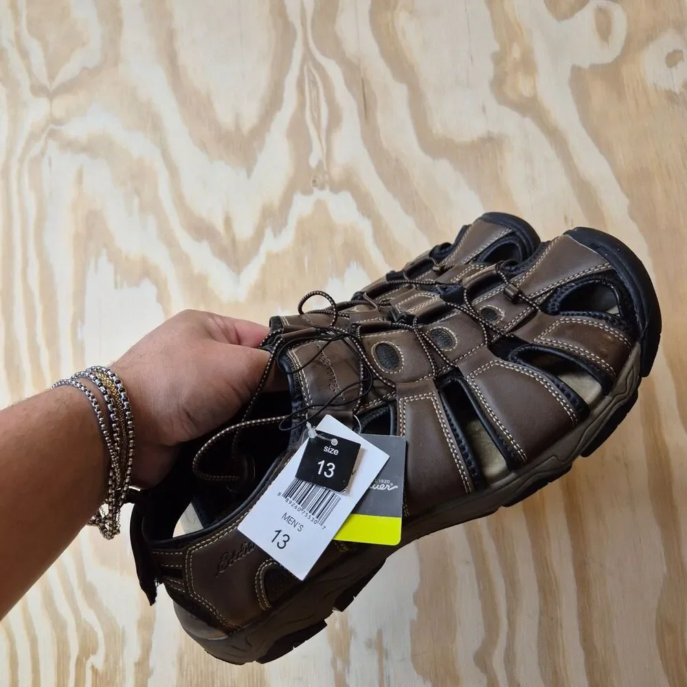 Eddie Bauer Troy Men's 13 Brown Leather Closed Toe Hiking Sport Sandals NWT